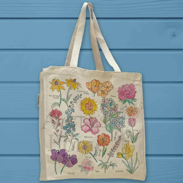 Summer Flowers cotton tote bag, art by Avery Jackson