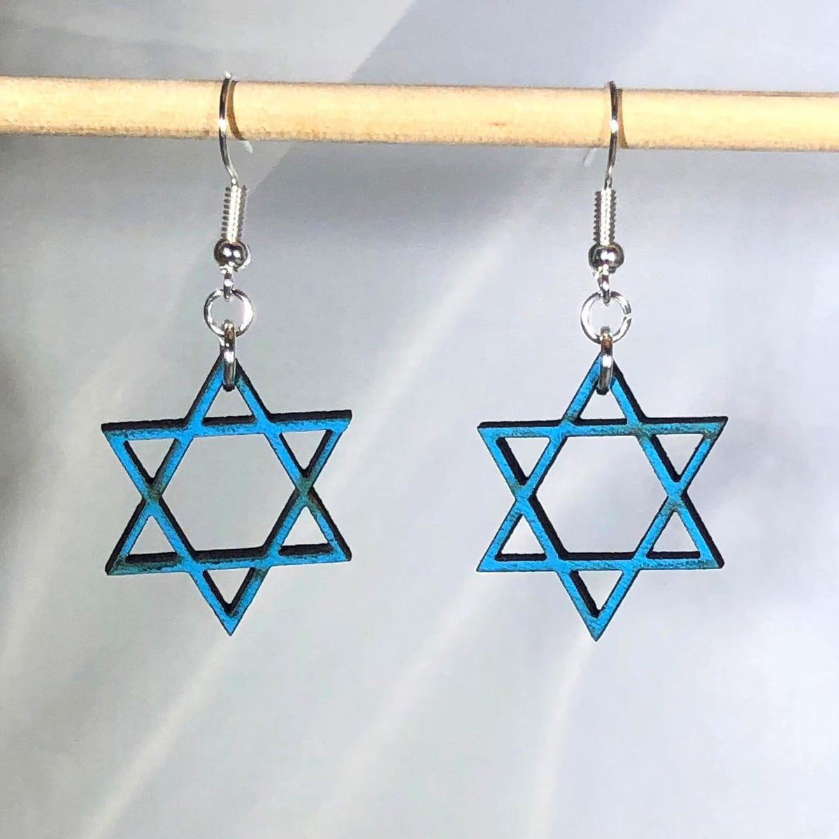Star of David Wooden Dangle Earrings | Jewish Faith Jewelry