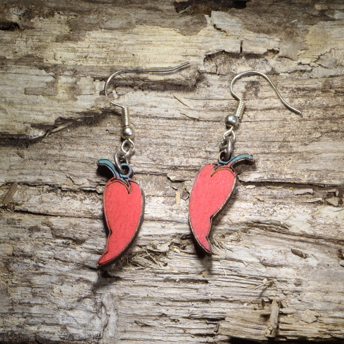 Red Chili Pepper Earrings Wooden | Spicy Food Jewelry