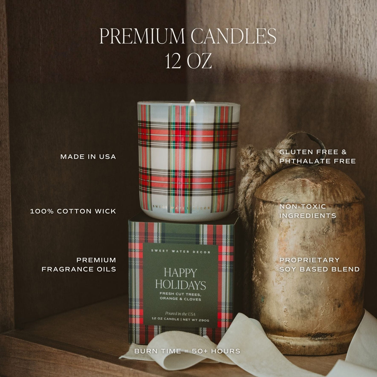 Merry and Bright Soy Candle - Boxed Tinted Glass Jar - 12 oz