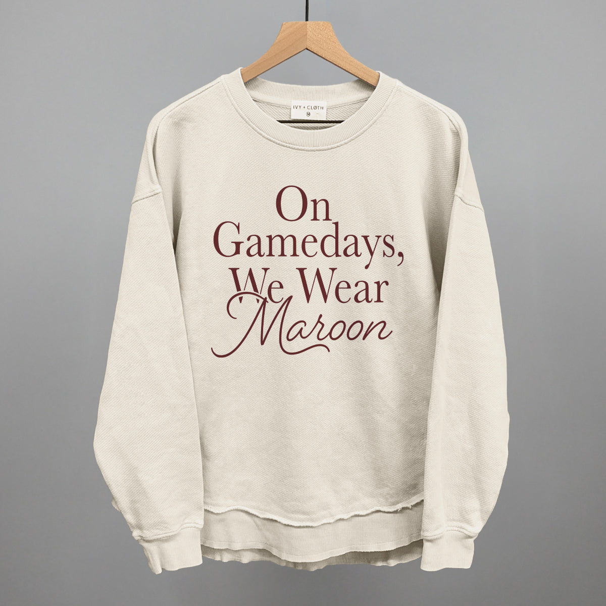 On Gamedays We Wear Maroon design shown in tapioca