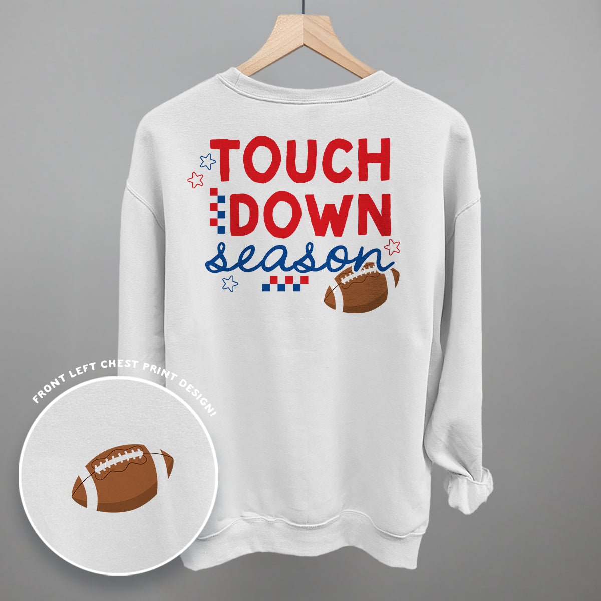 Touchdown Season back print design shown in white