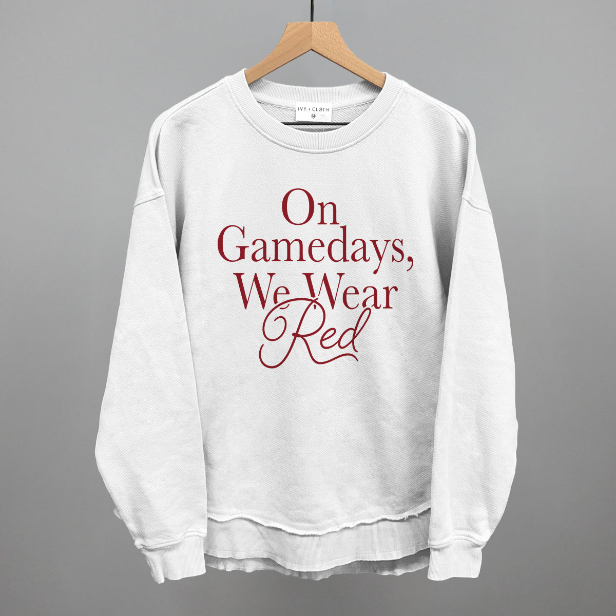 On Gamedays We Wear Red design shown in white