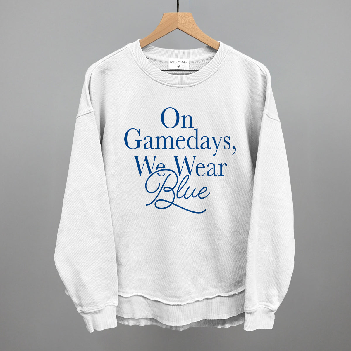 On Gamedays We Wear Blue design shown in white