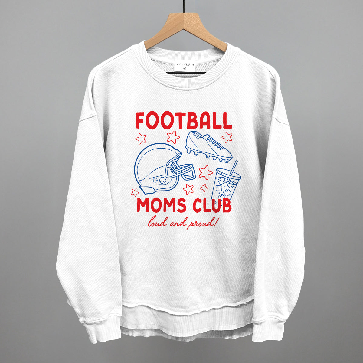 Football Moms Club doodle design shown in white