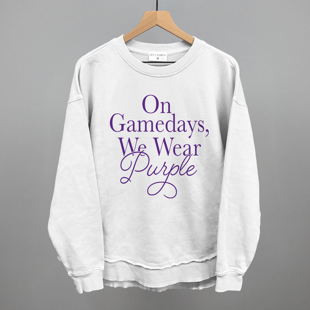 On Gamedays We Wear Purple design shown in white