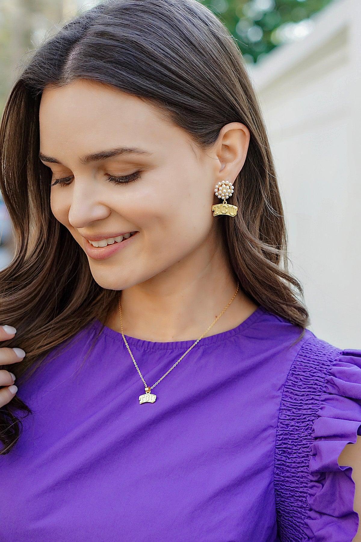 TCU Horned Frogs 24K Gold Plated Pendant Necklace