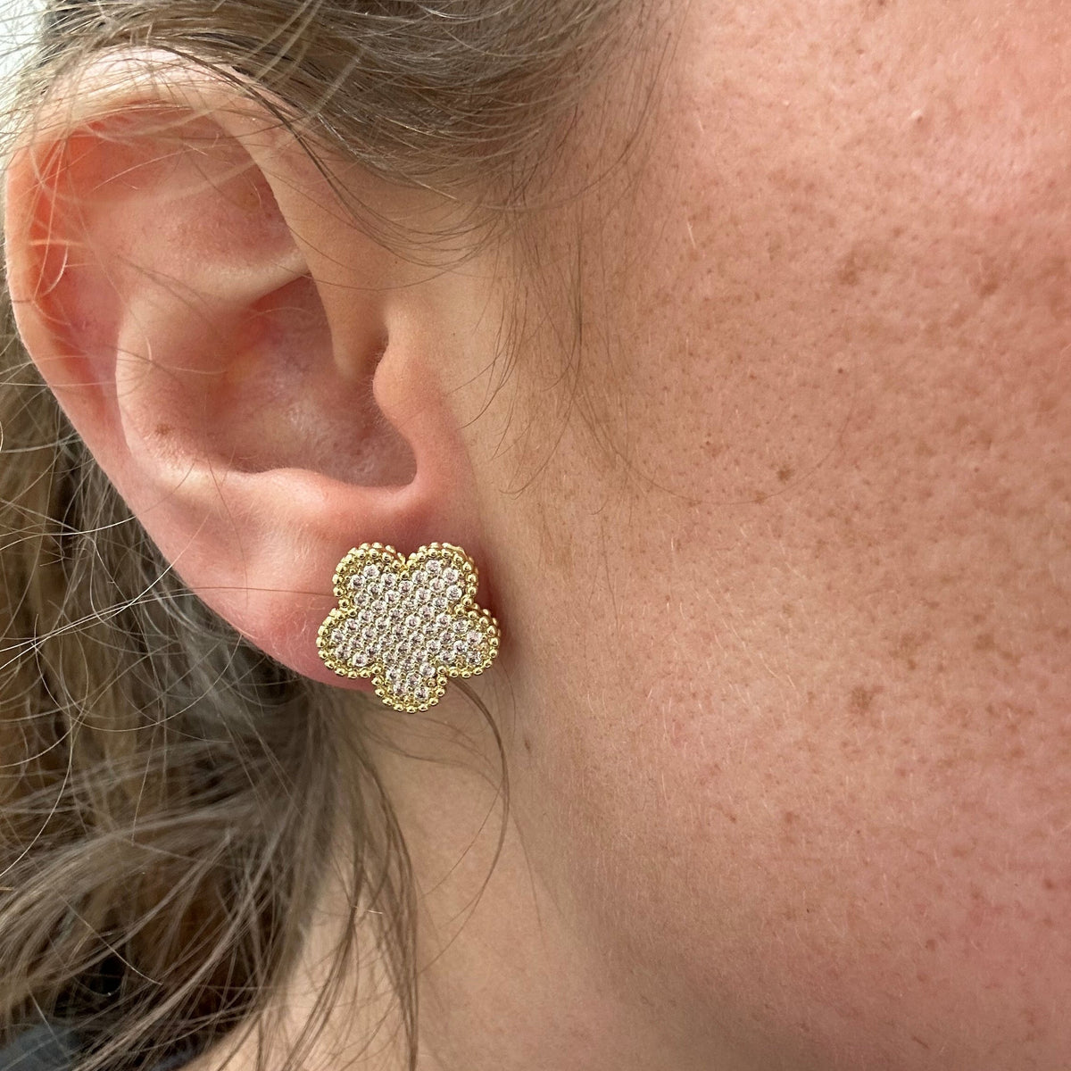 Adeline Clover Pave Stud