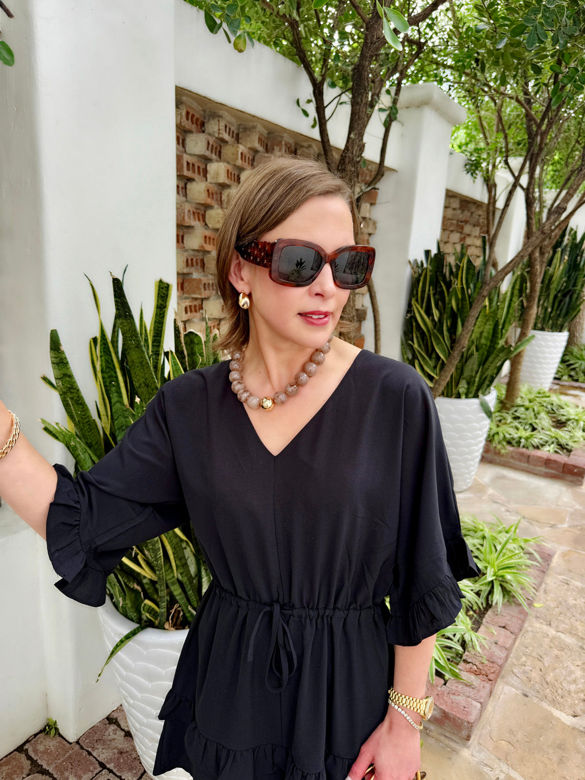 Marjorie Beaded Gumball Necklace in Smokey Taupe