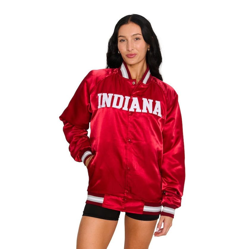 Indiana Hoosiers Satin Letterman Bomber Jacket