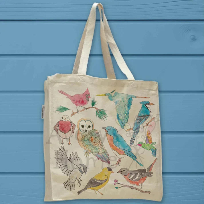 Northern Birds cotton tote bag, art by Avery Jackson