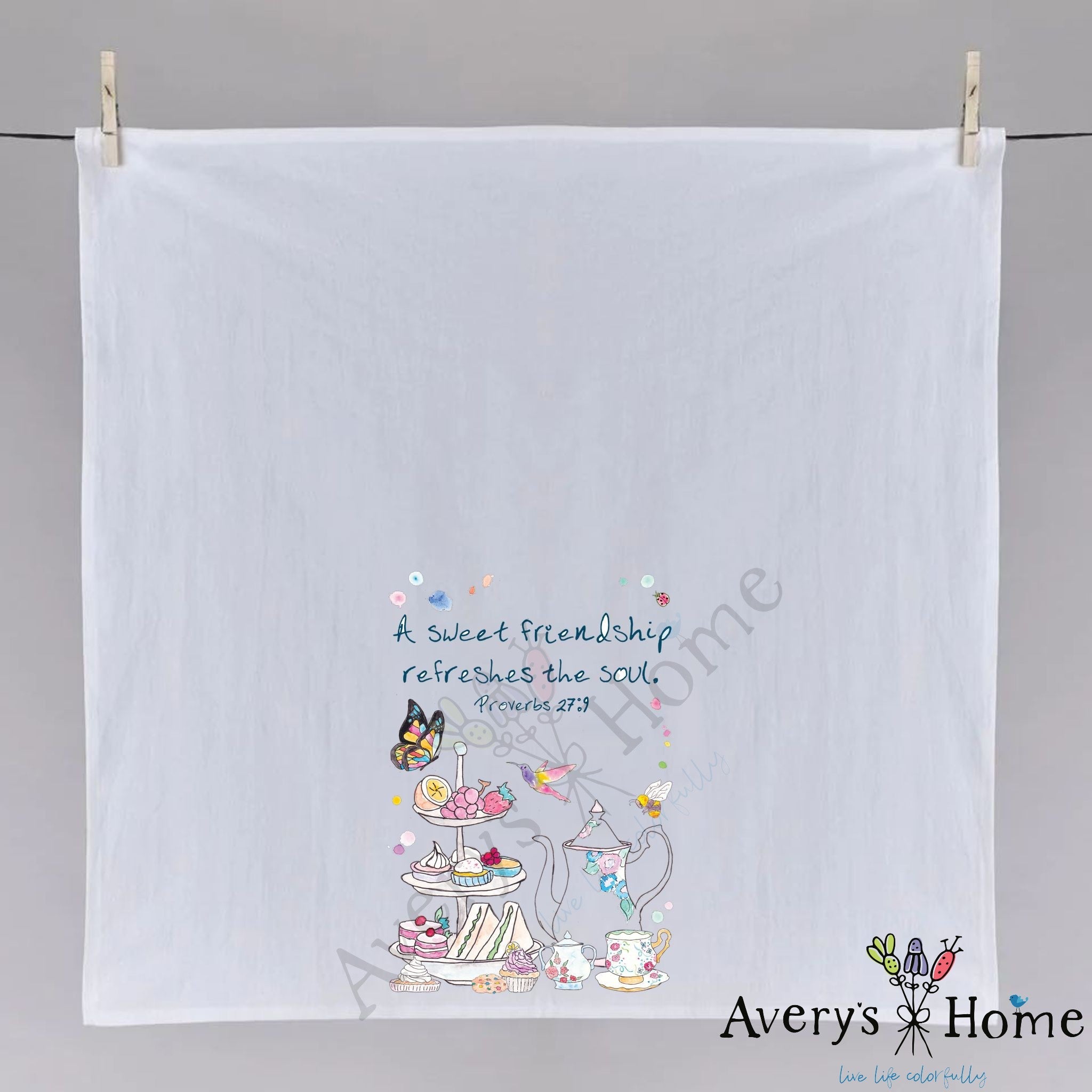A Friendship Refreshes the Soul Proverbs 27:9 dish towel folded, hemmed on all four sides