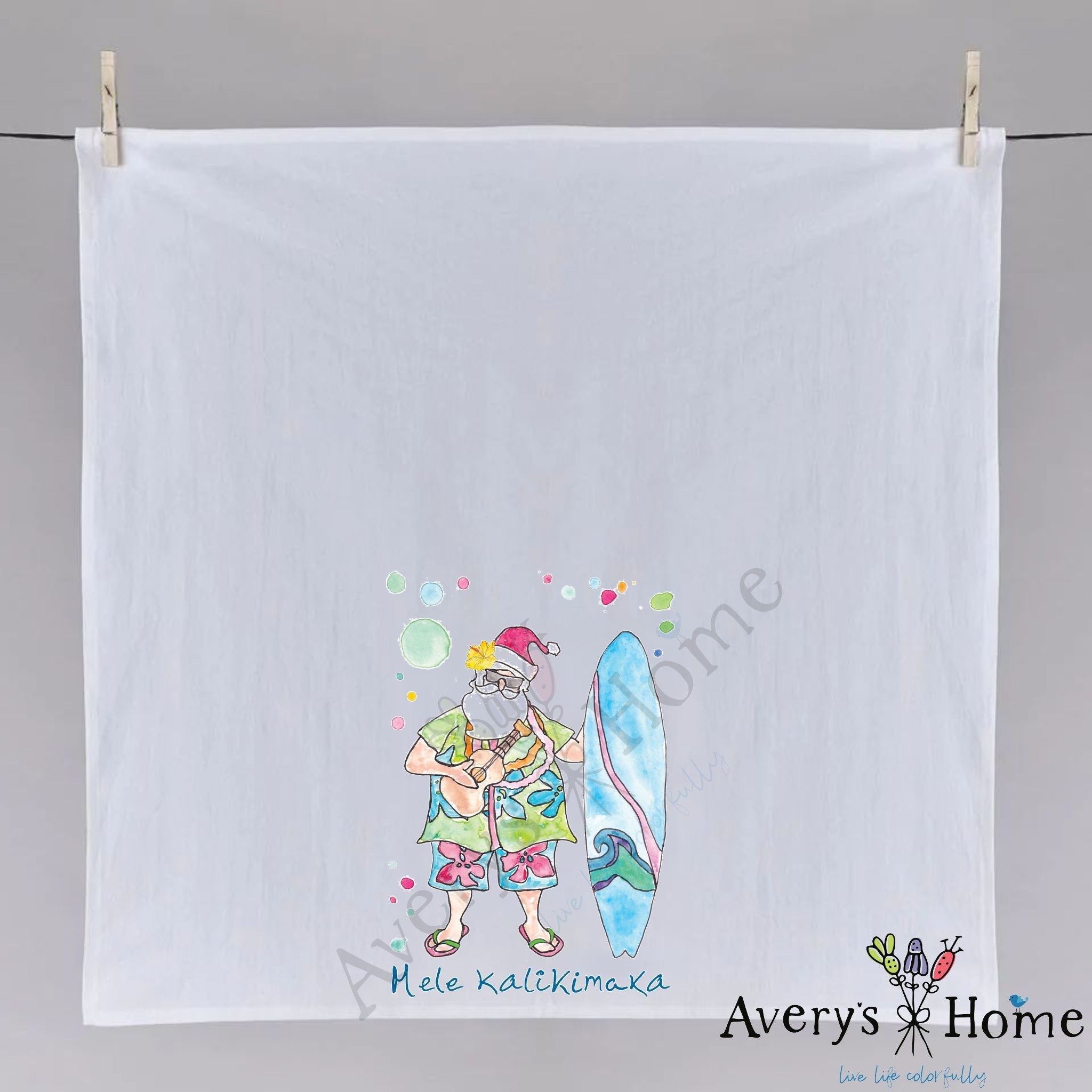 Mele Kalikimaka Christmas dish towel, 27x27 flour sack cotton