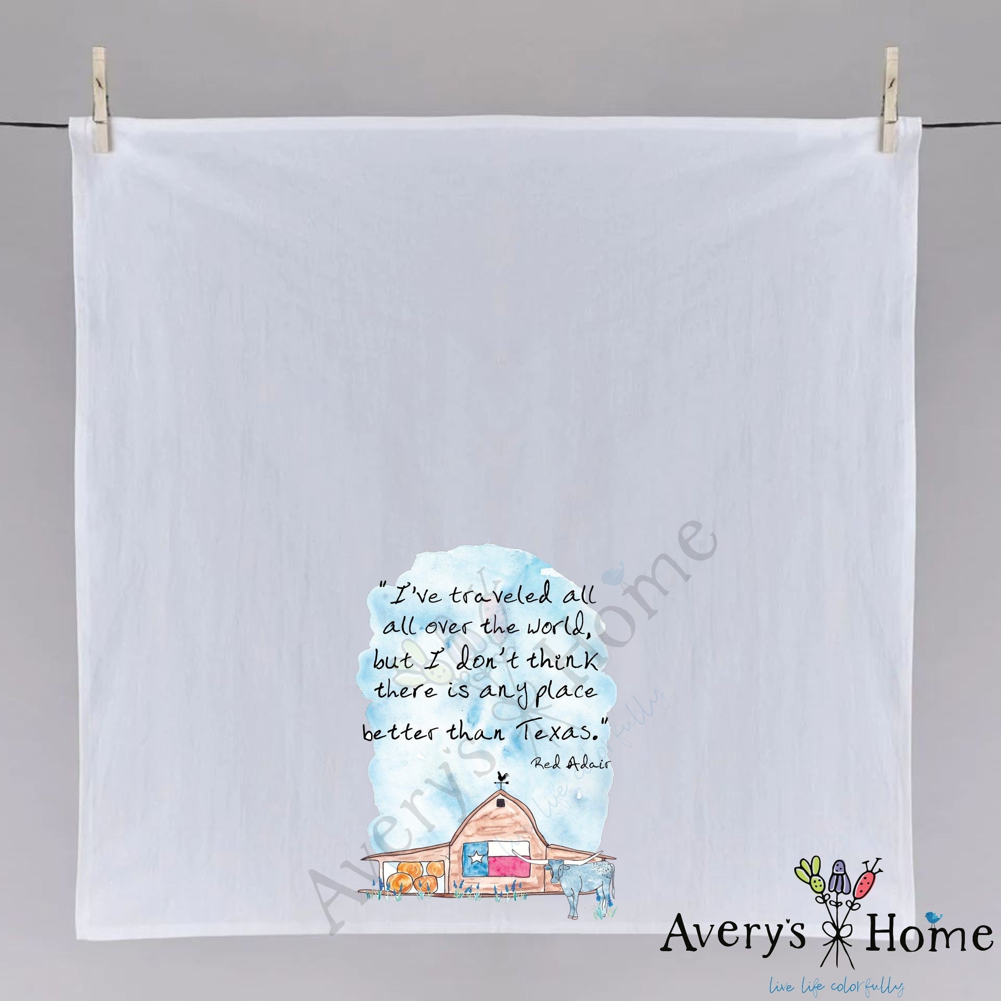 No Place Better Than Texas dish towel, 27x27 flour sack cotton