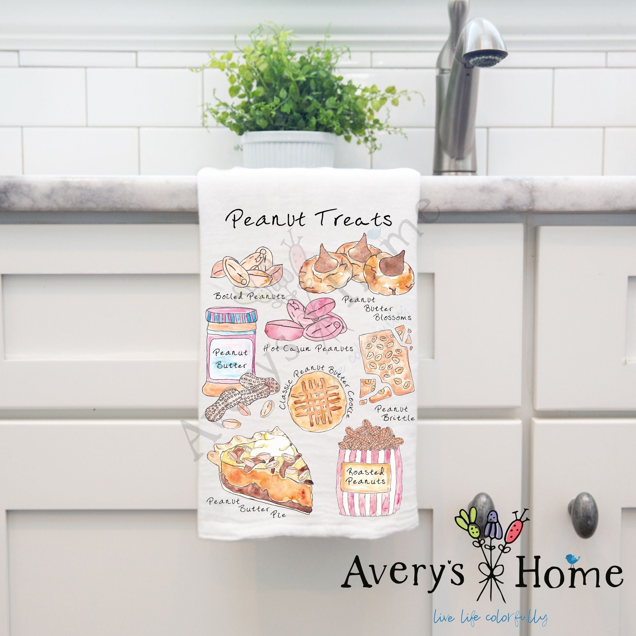 Peanut Treats dish towel, 27x27 flour sack cotton