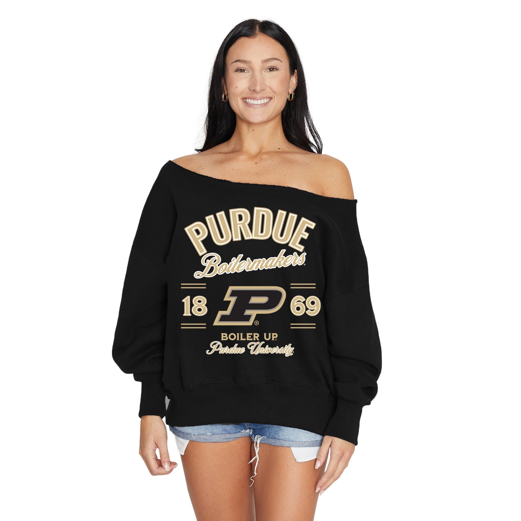 Purdue Off the Shoulder Sweatshirt