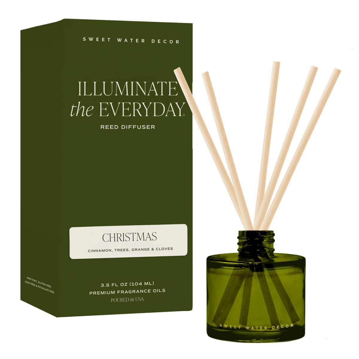 Christmas Olive Tinted Glass Jar Reed Diffuser