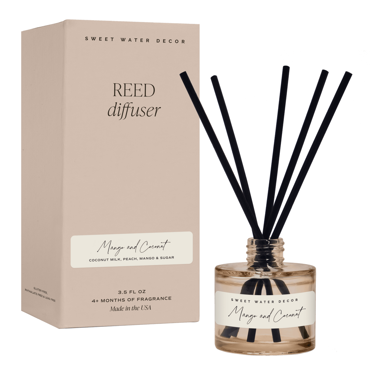 Mango and Coconut Tinted Glass Jar Reed Diffuser