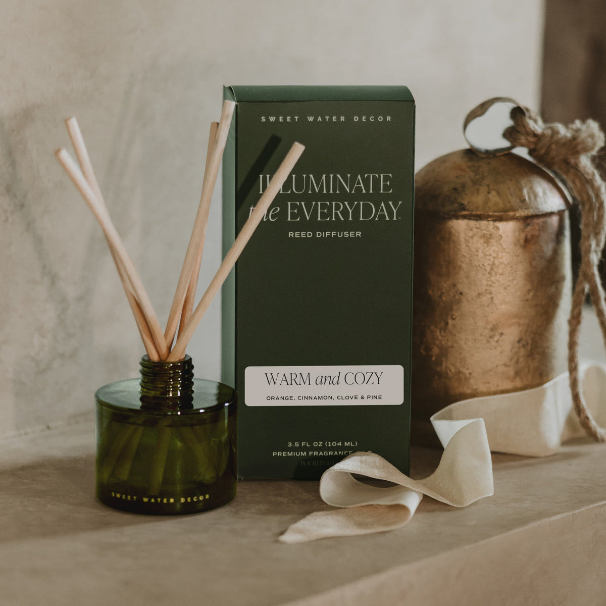 Warm and Cozy Olive Tinted Glass Jar Reed Diffuser