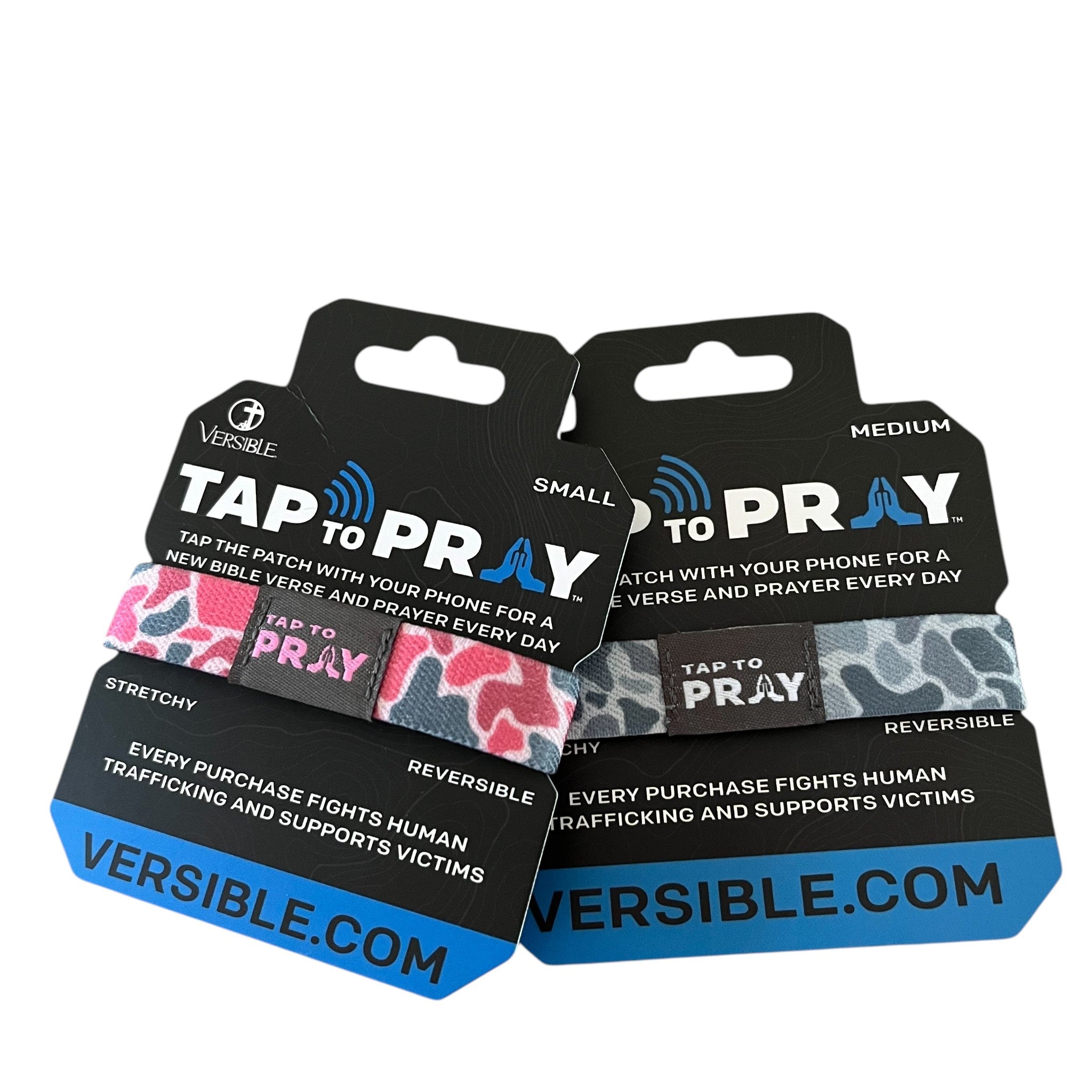 Tap To Pray® Wristband – River Rock Camo - Pink & Ash