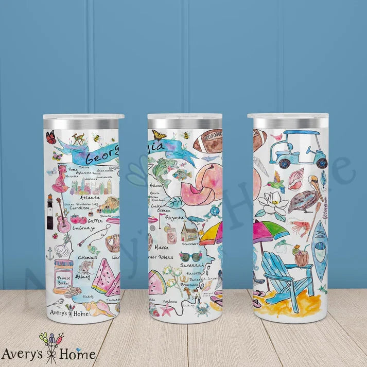 Georgia State Map 20 oz Skinny Tumbler