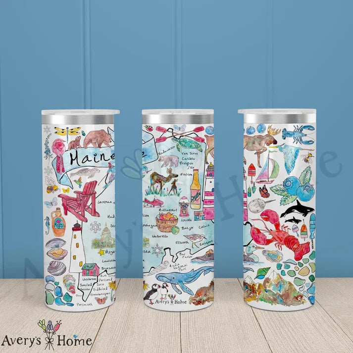 Maine State Map 20 oz Skinny Tumbler