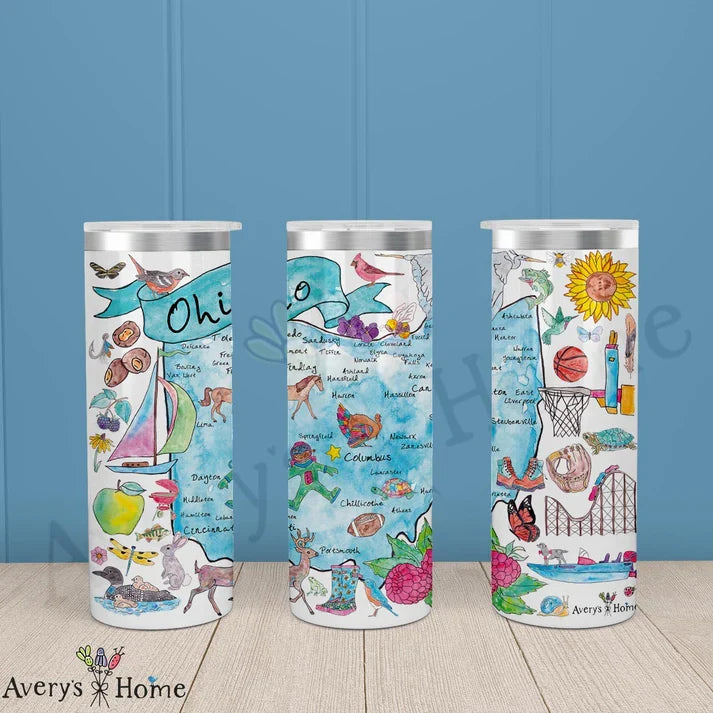 Ohio State Map 20 oz Skinny Tumbler
