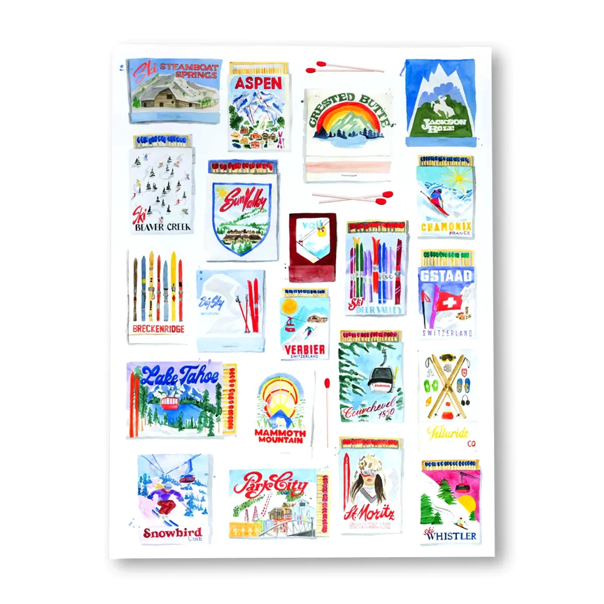 Ski Resort Collection Matchbook Art Print