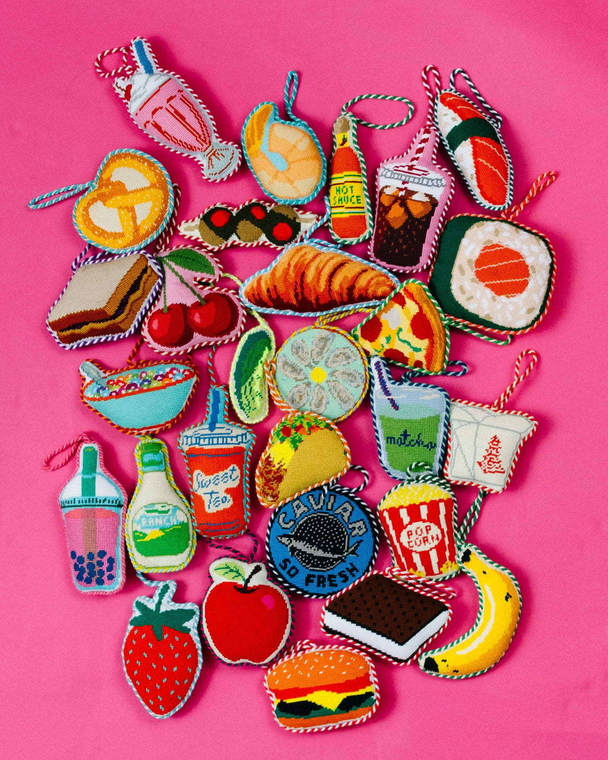 Needlepoint Icon Ornament - Sushi