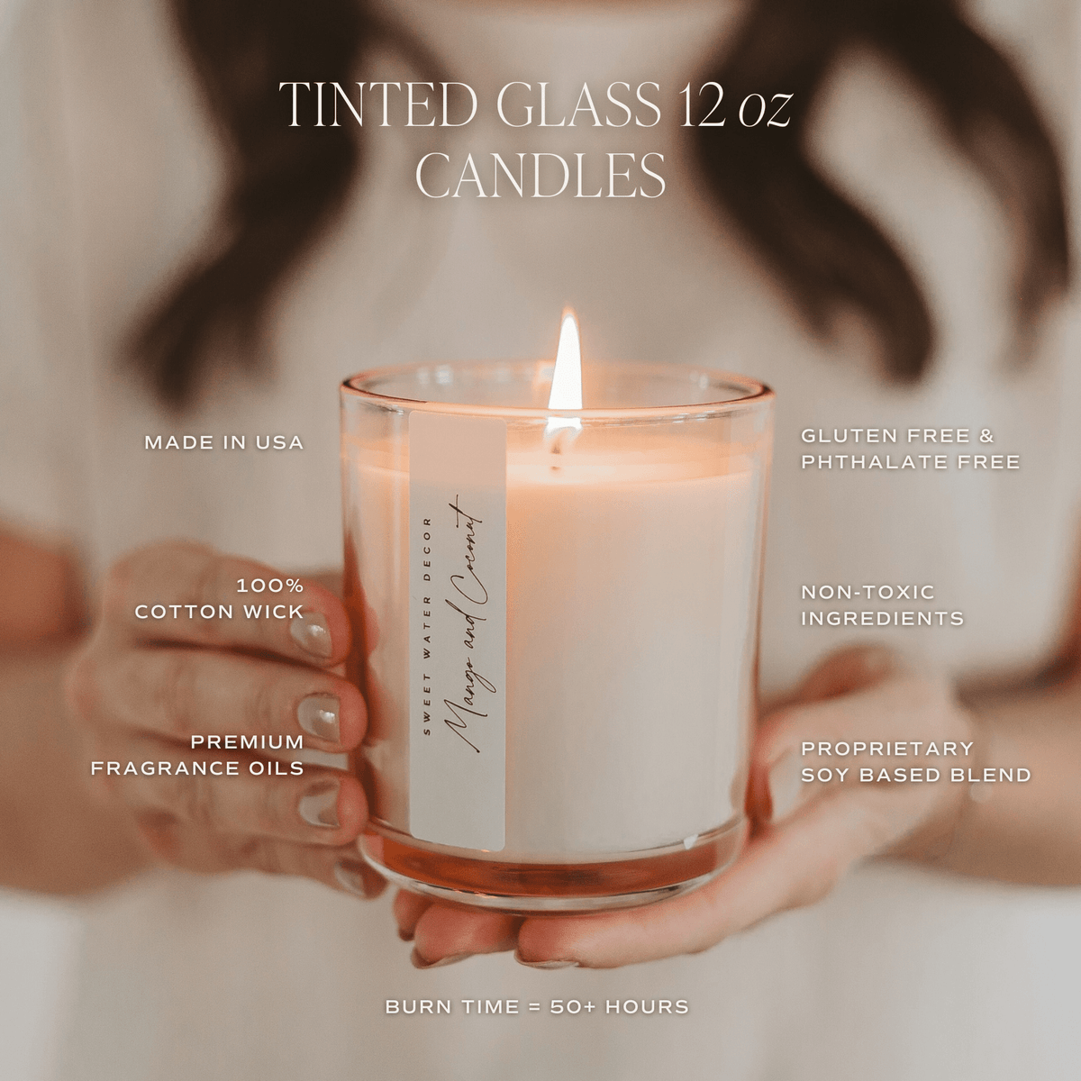 Coastal Lemon Soy Candle - Tinted Glass Jar - 12 oz