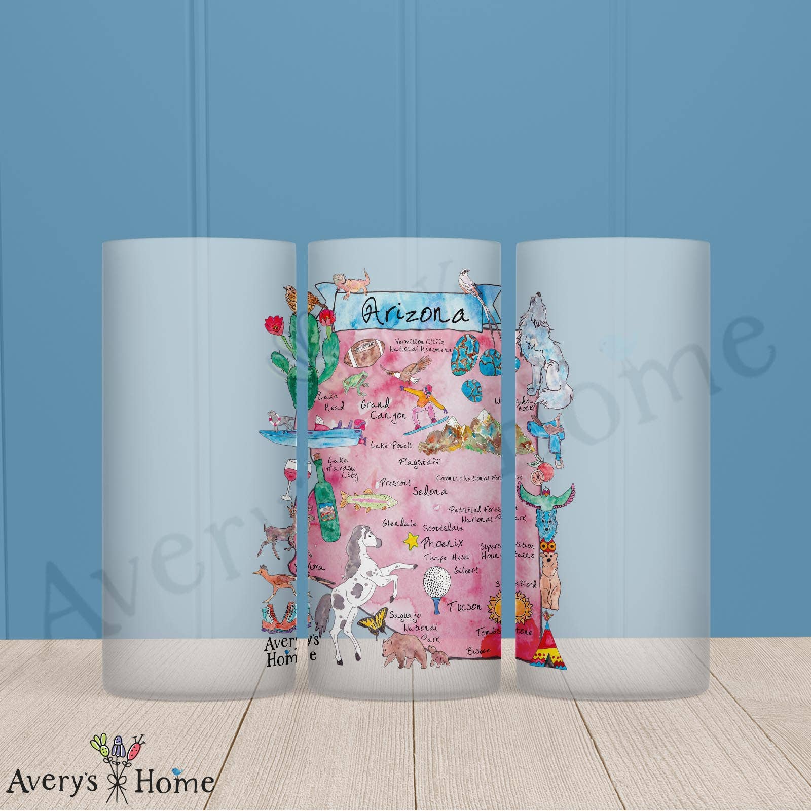 Arizona State Map Frosted Drinking Glass
