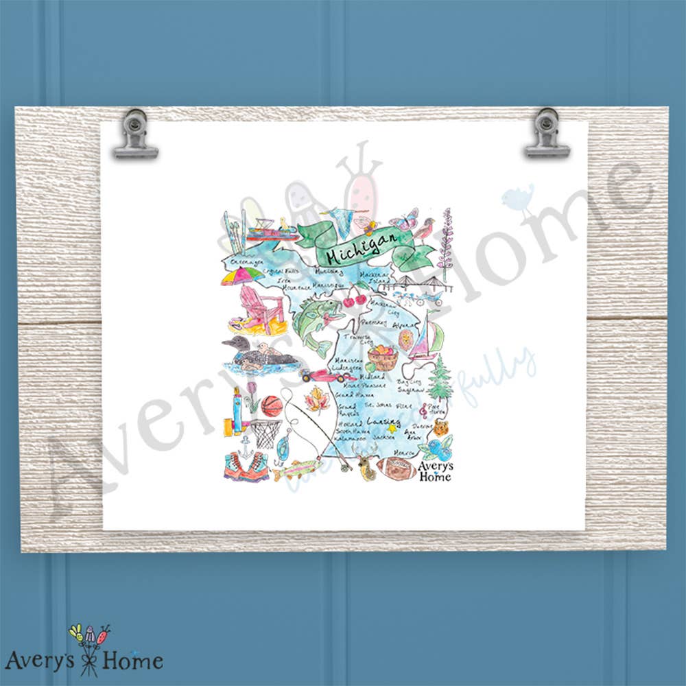 Michigan State Map Frosted Drinking Glass