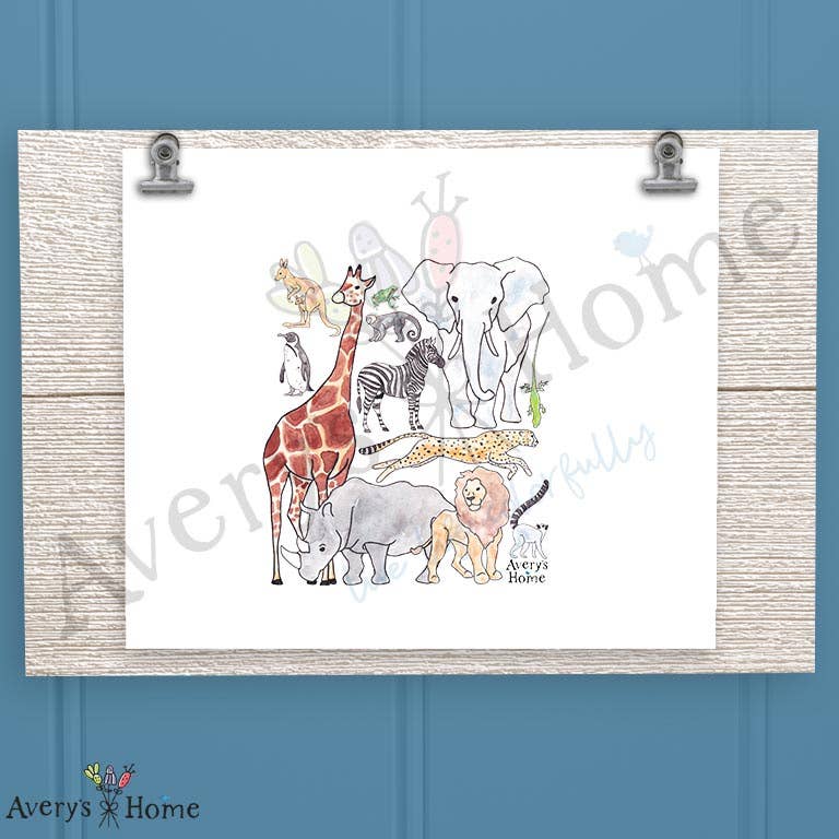 Safari Zoo Animals Frosted Drinking Glass