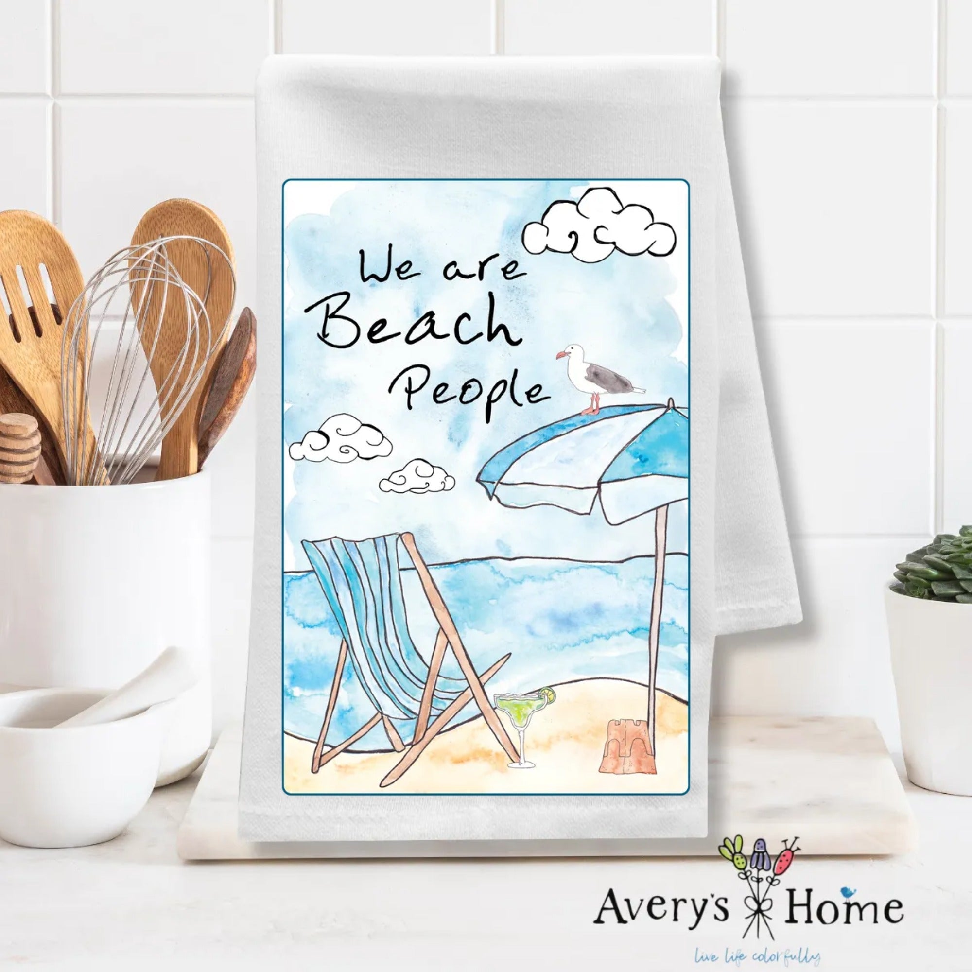 We are Beach People dish towel design detail