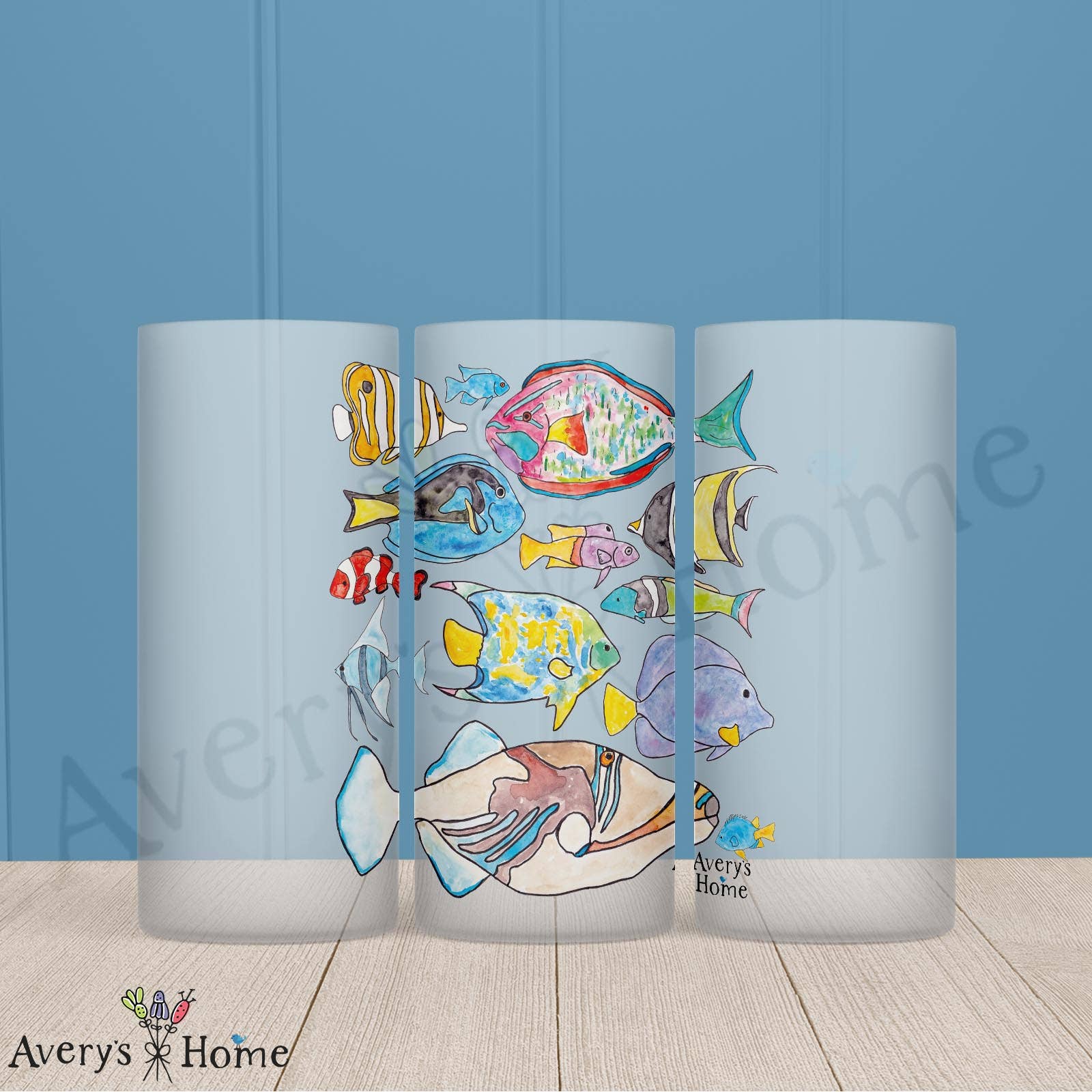 Tropical Fish Frosted Drinking Glass