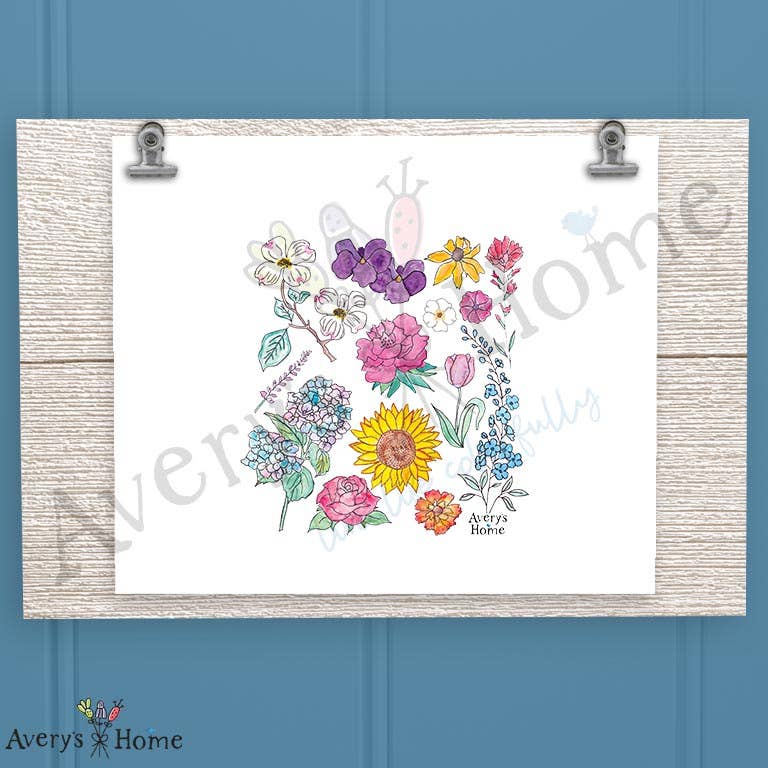 Flower Garden Frosted Drinking Glass