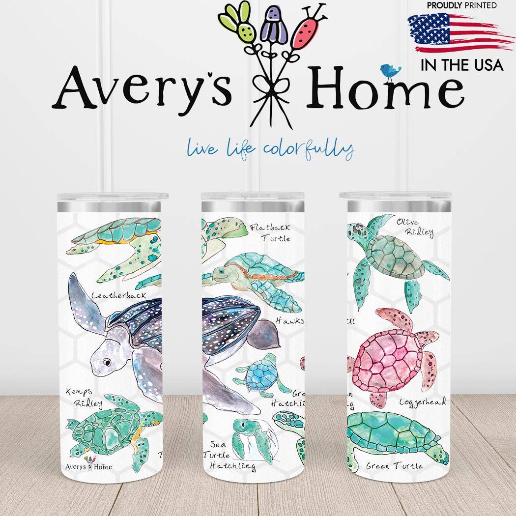 Sea Turtle Breeds 20 oz Skinny Tumbler