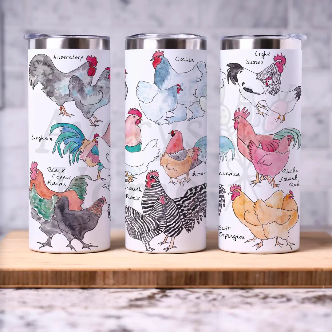 Chicken Breeds 20 oz Skinny Tumbler