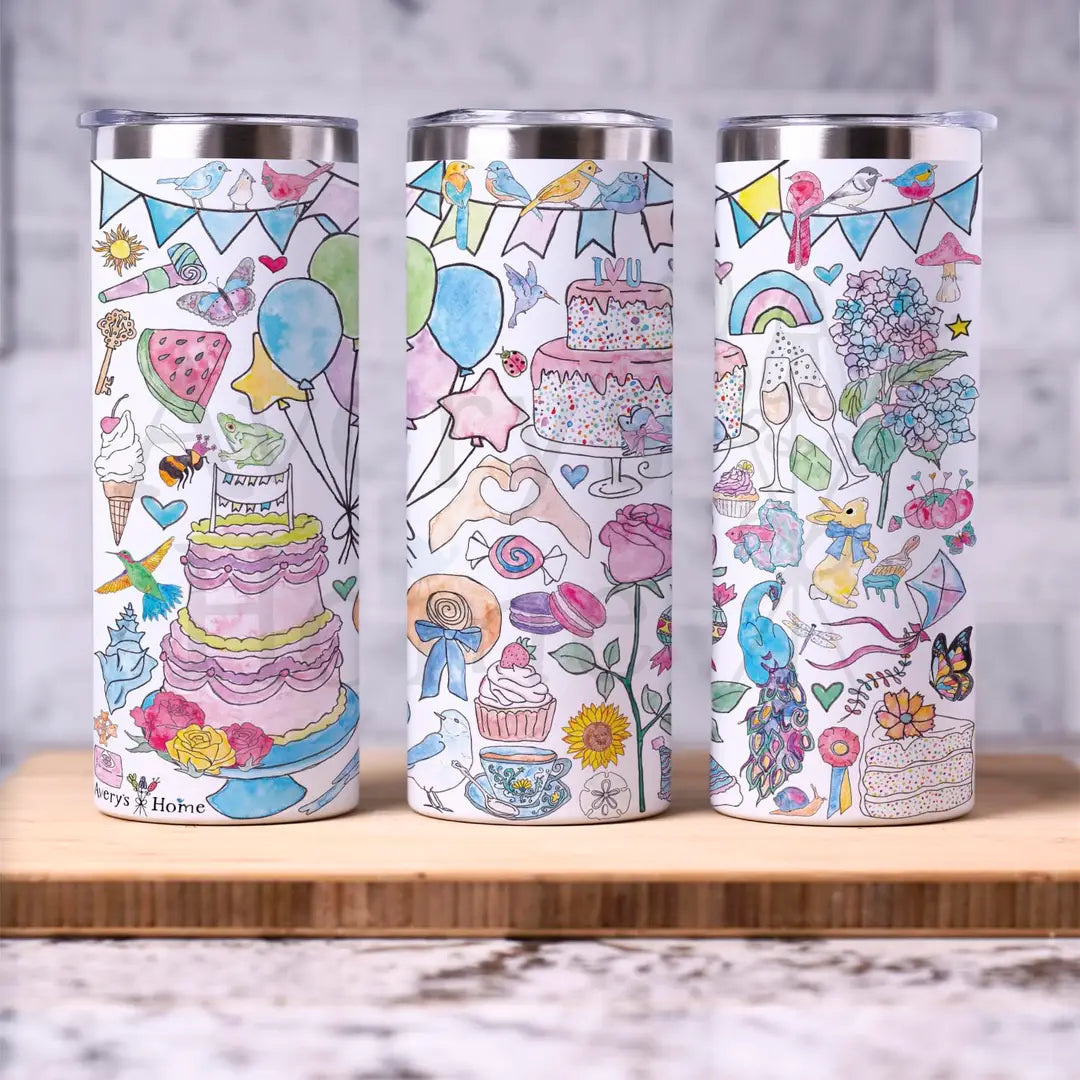 Celebration Cake & Ballons 20 oz Skinny Tumbler