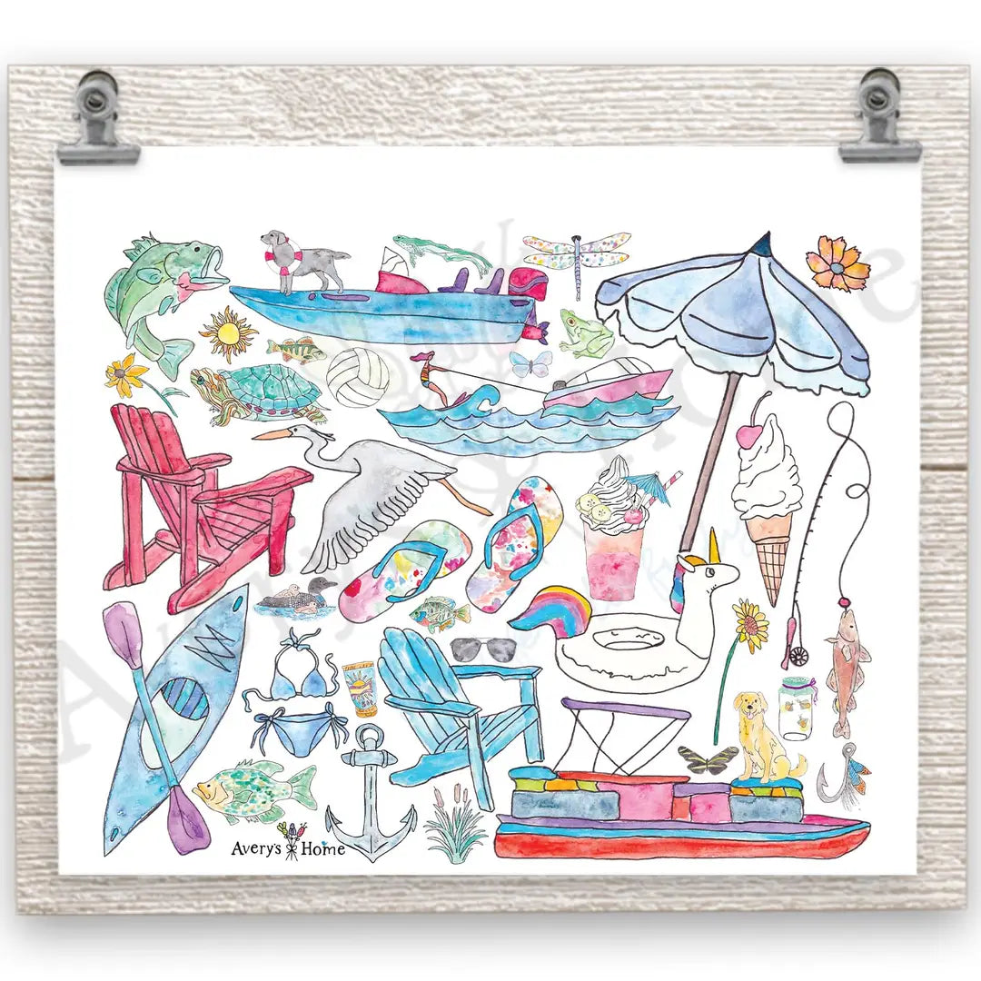 Lake Day Icons 20 oz Skinny Tumbler