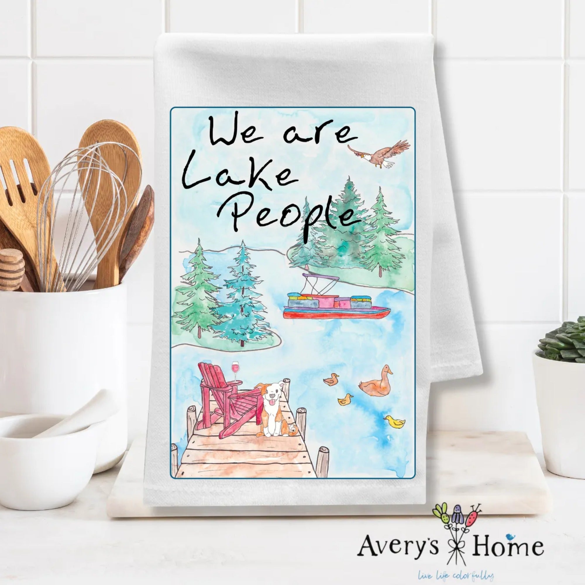 We are Lake People dish towel design detail