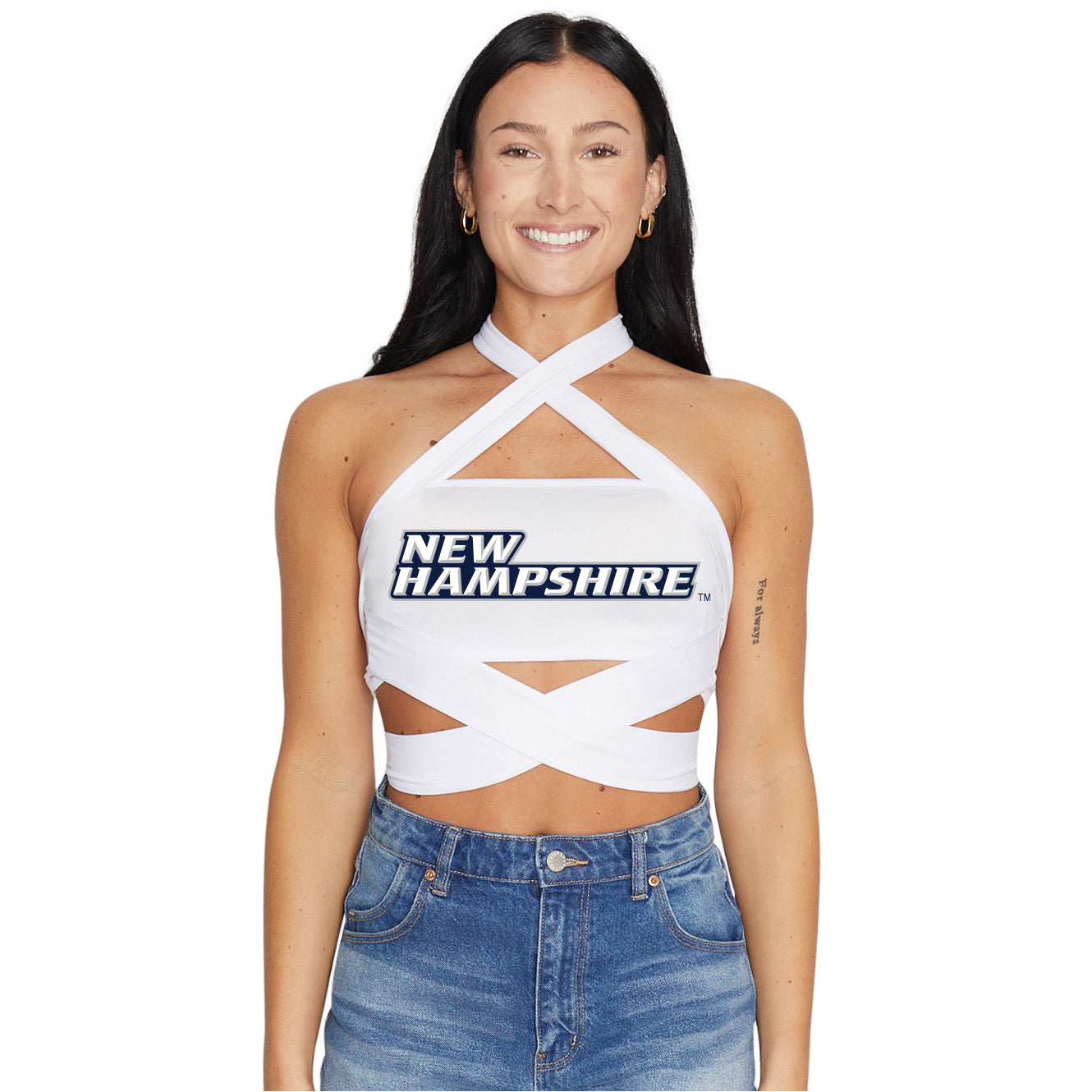 New Hampshire Wildcats White Multi Way Bandeau Top