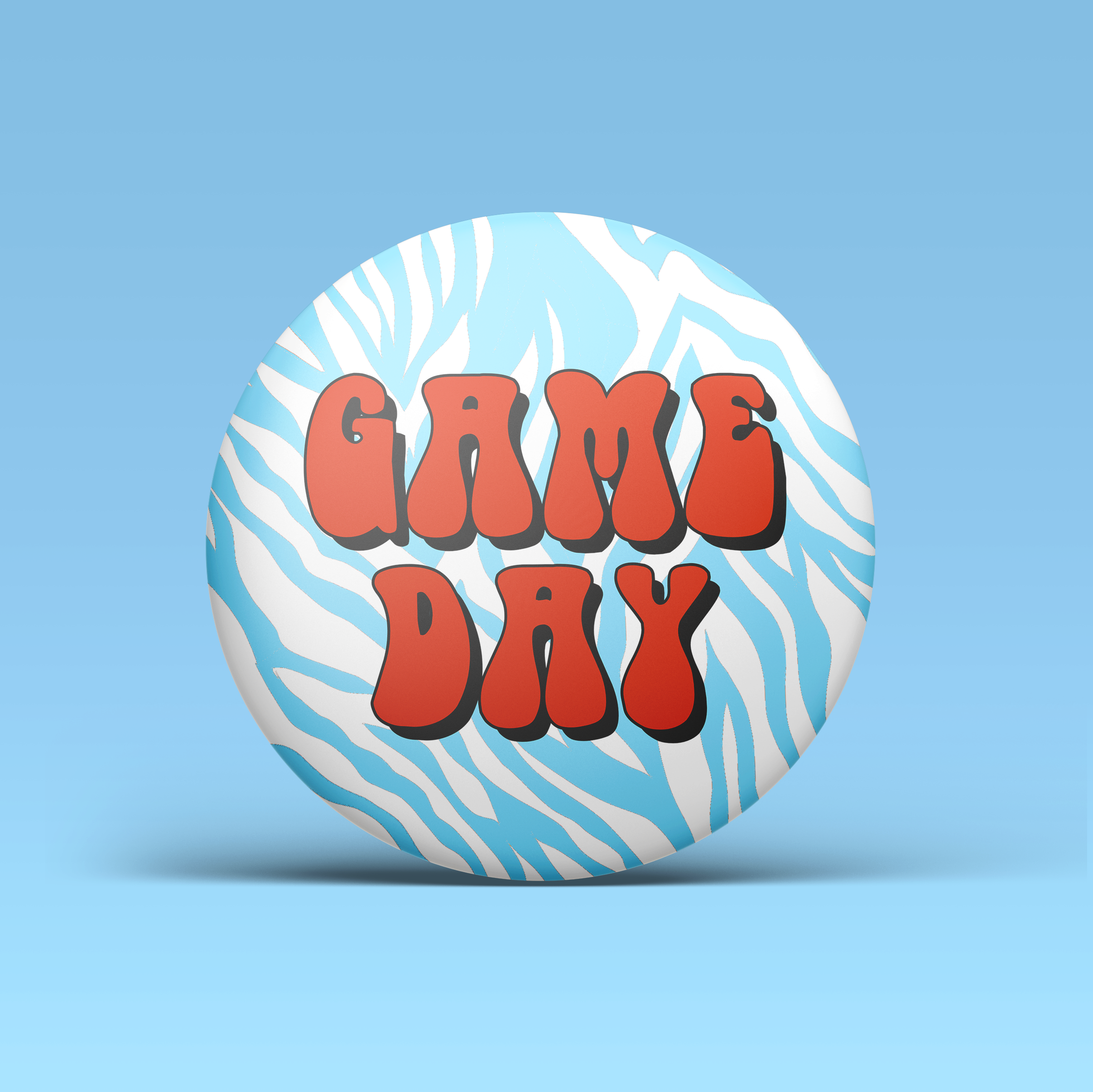 Zebra Game Day Button - Blue & Red