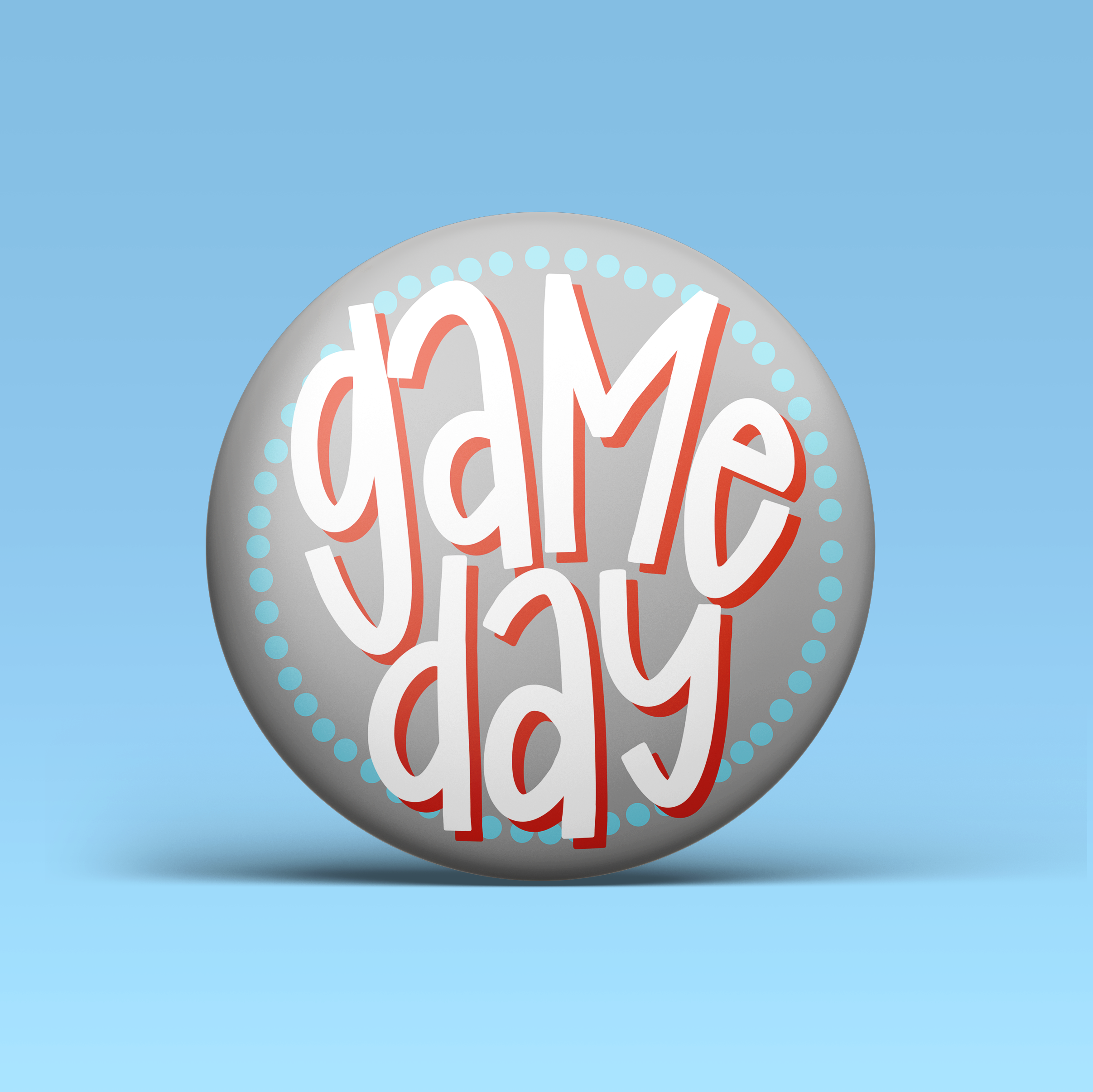 Polka Dot Game Day Button - Blue & Red