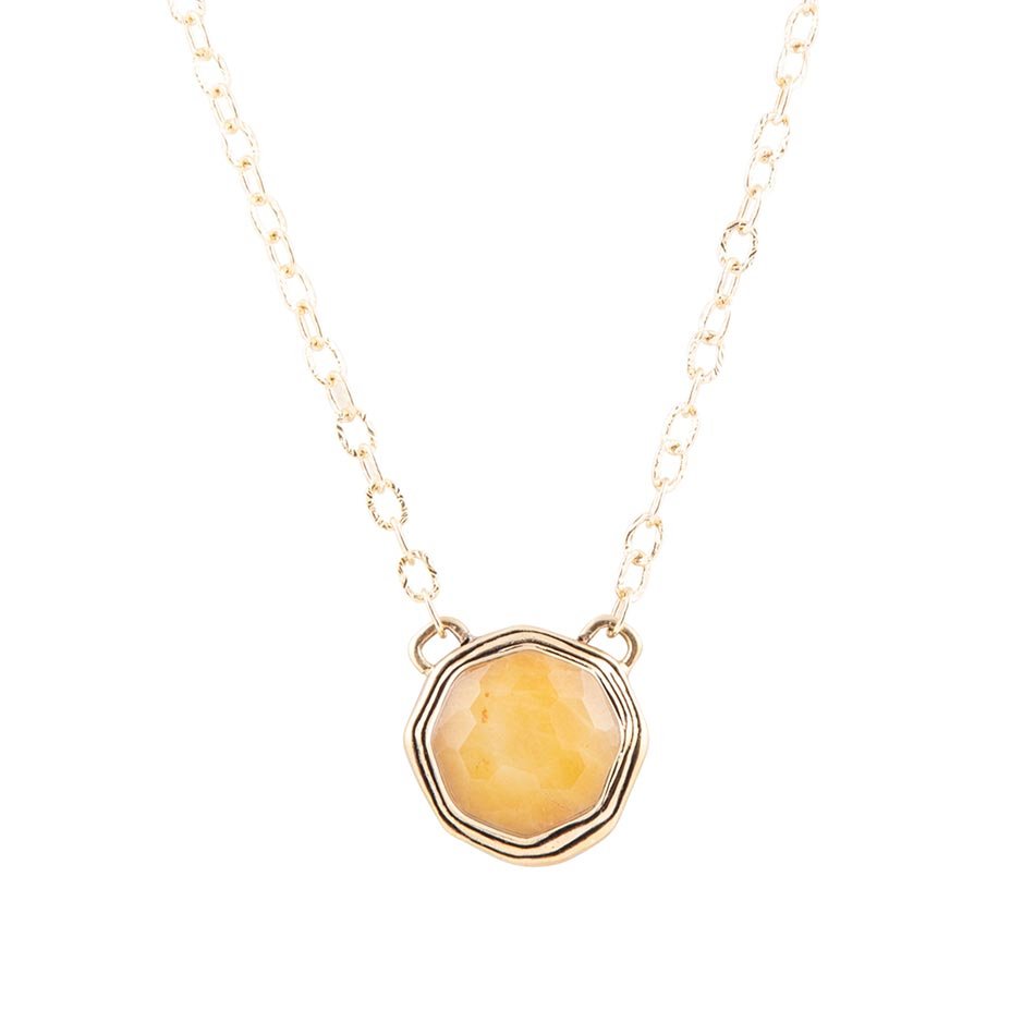 River Rocks Yellow Quartz and Golden Bronze Necklace