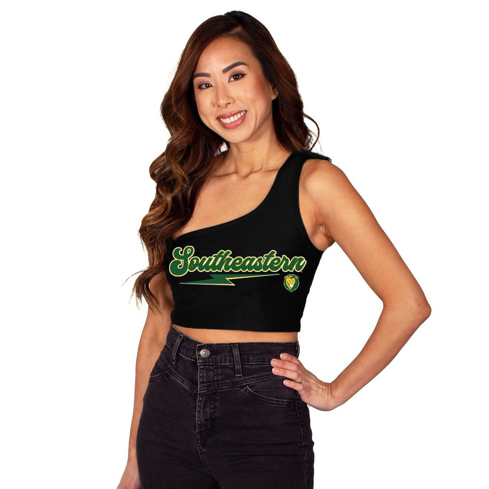 Southeastern Louisiana Lions Black One Shoulder Top