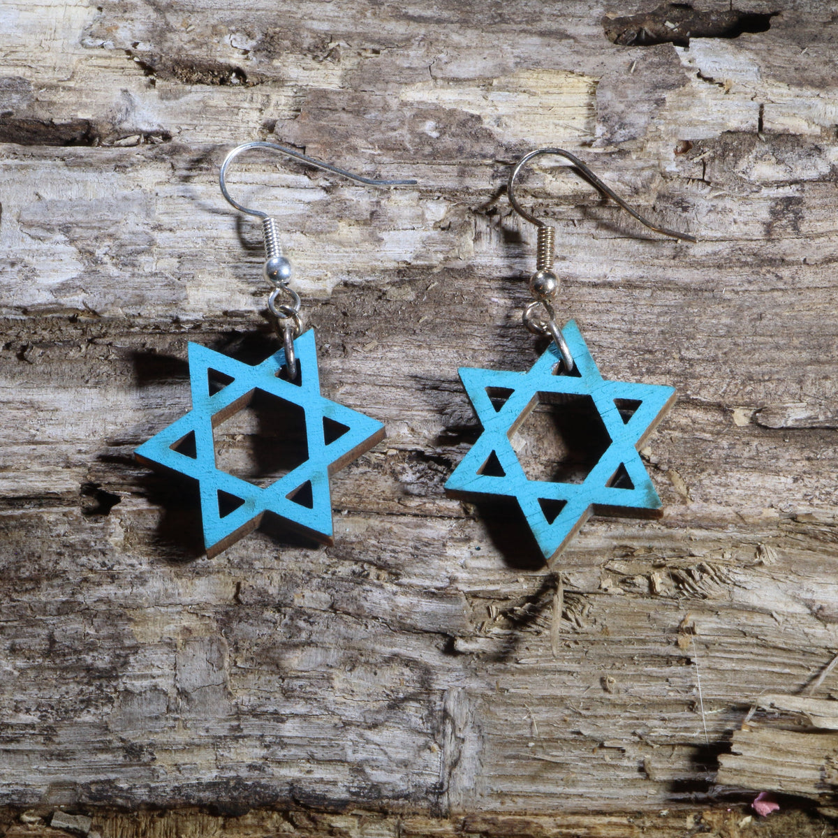 Star of David Wooden Dangle Earrings | Jewish Faith Jewelry