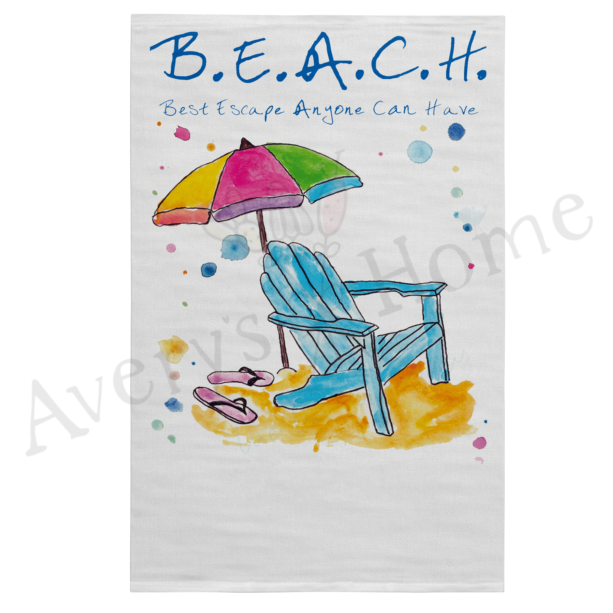 Beach Vacation dish towel design detail