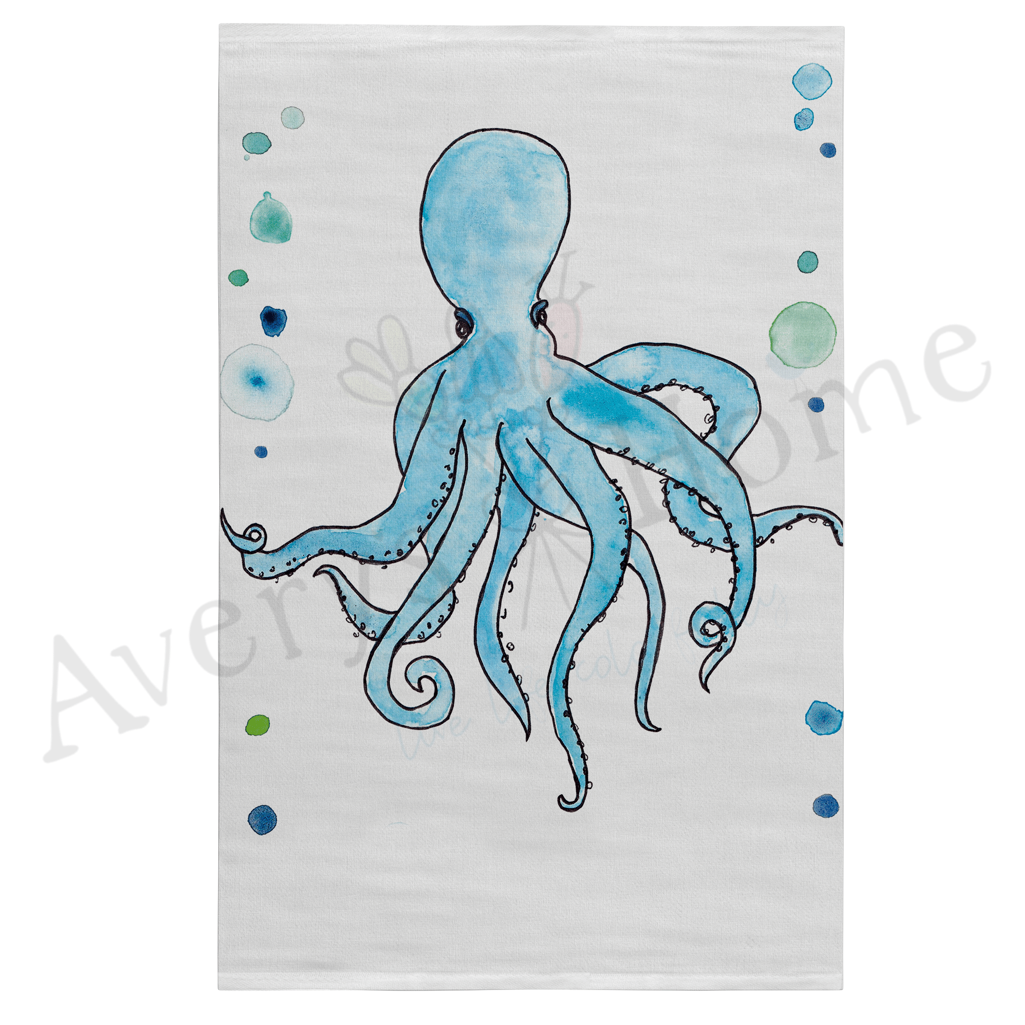 Octopus Cute dish towel hanging in the kitchen