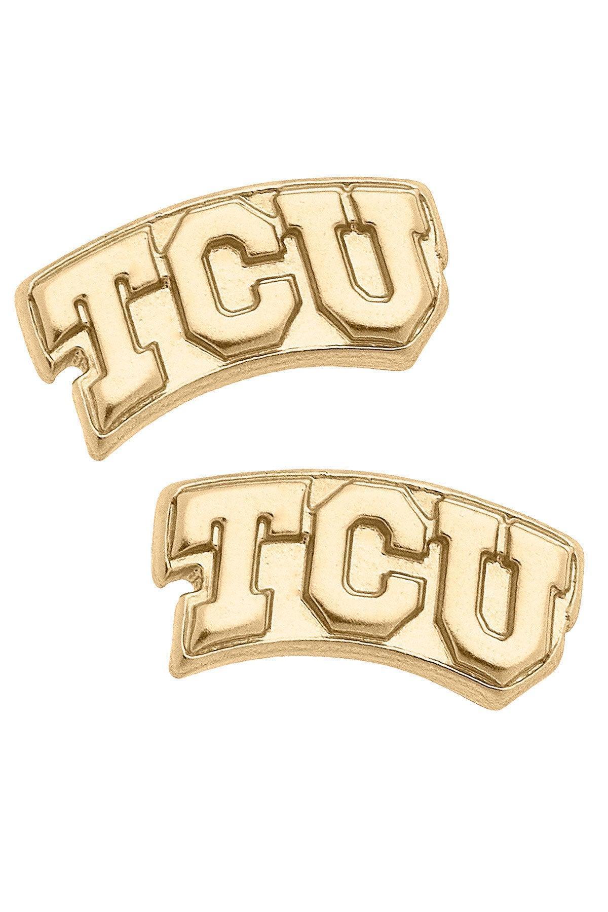 TCU Horned Frogs 24K Gold Plated Stud Earrings